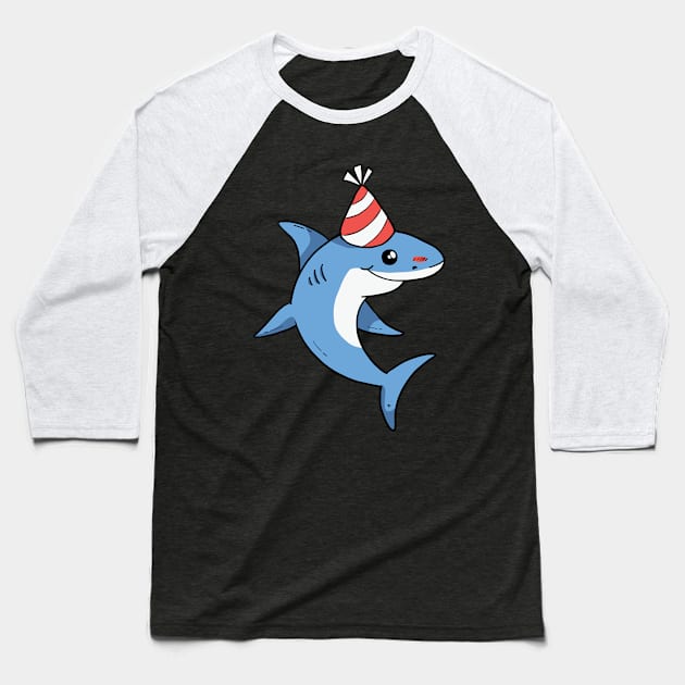 Cute Birthday Shark Baseball T-Shirt by OnepixArt